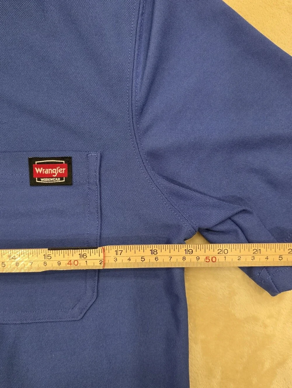 Wrangler T-Shirt Men's Small Blue Workwear Short Sleeve With Pocket Crew Neck - Picture 5 of 9